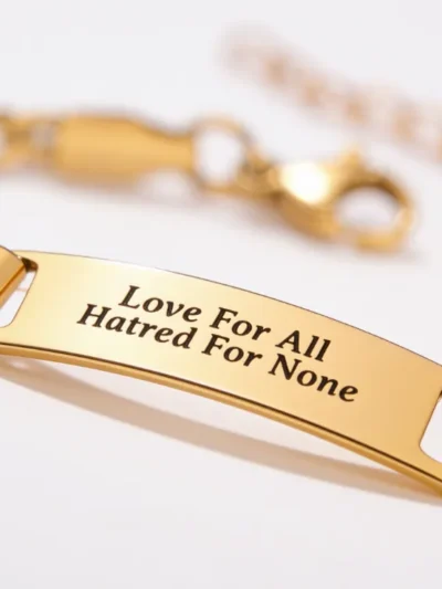 Artikel 1666 3 Pieces Children's Steel Armband Bracelet – Elegant, Safe & Personalized "Love for All Hatred for None"