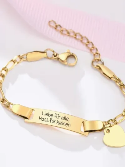 Artikel 1667 3 Steel Armband Bracelet Children's Bracelet – "Liebe Für Alle Hass Für Keinen"